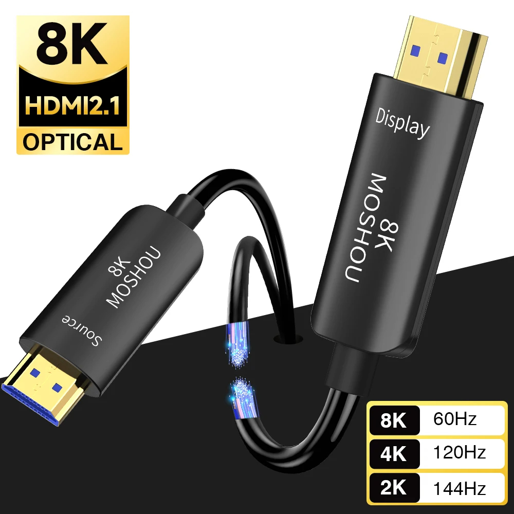 MOSHOU 8K Optical Fiber HDMI 2 - đánh giá và giá Hdmi Cable 2.1